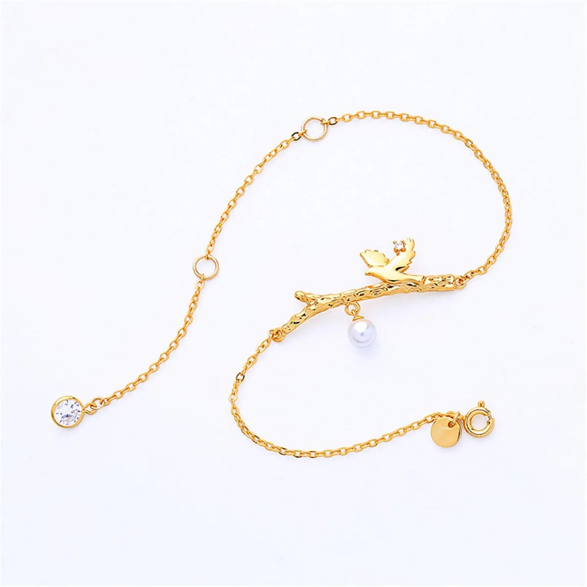 Pearl & 18K Gold-Plated Bird Branch Bracelet