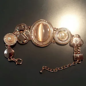 Pearl & Crystal Bracelet in Rose Gold