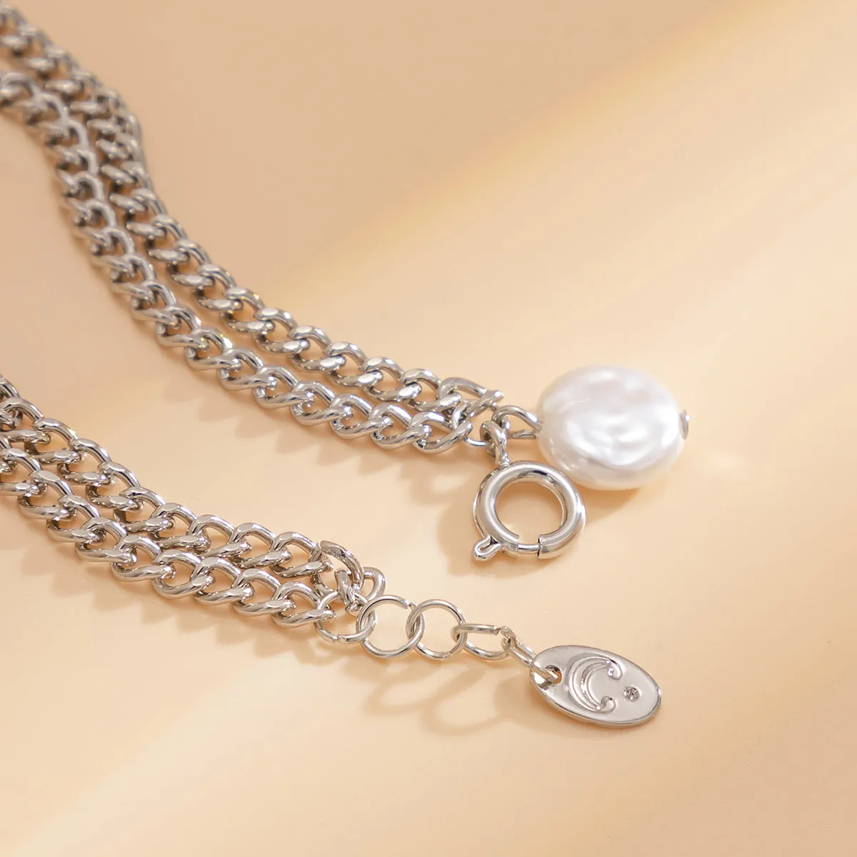 Pearl & Silver-Plated Knotted Charm Bracelet