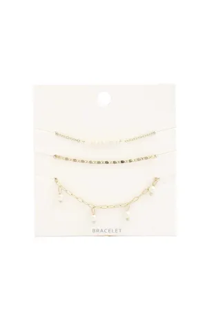 Pearl Oval Link Bracelet Set