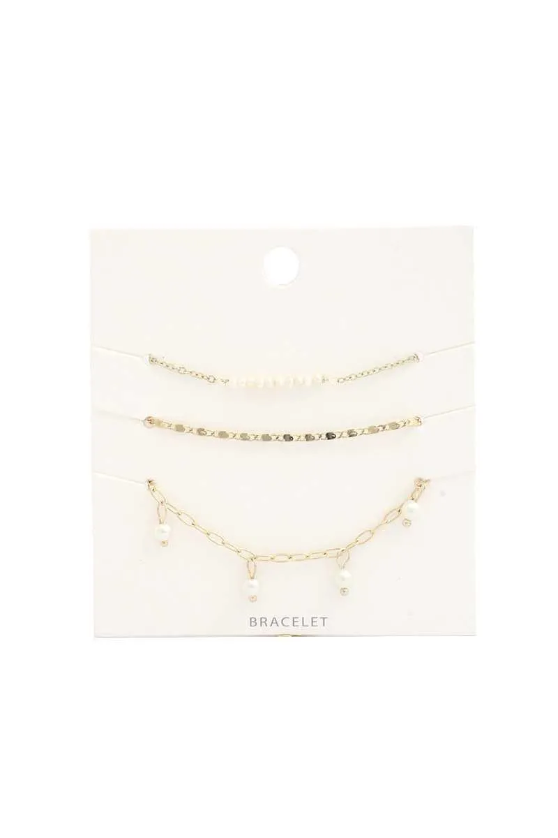 Pearl Oval Link Bracelet Set
