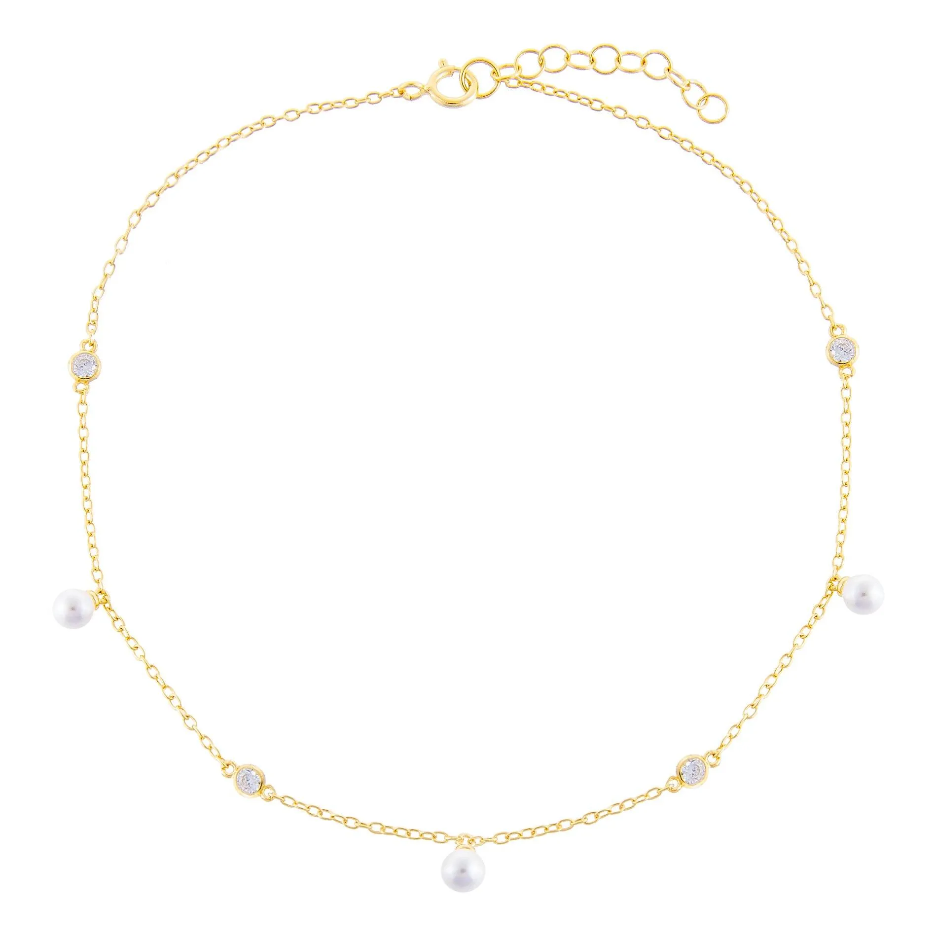 Pearl X Bezel Anklet