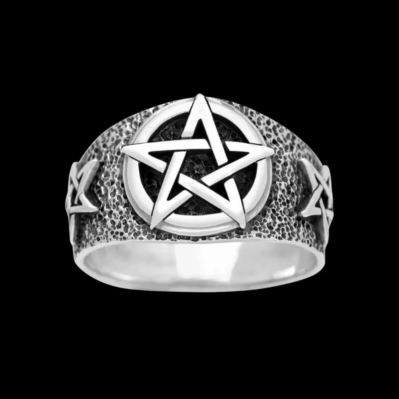 Pentagram Signet Ring 925 Sterling Silver