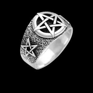 Pentagram Signet Ring 925 Sterling Silver