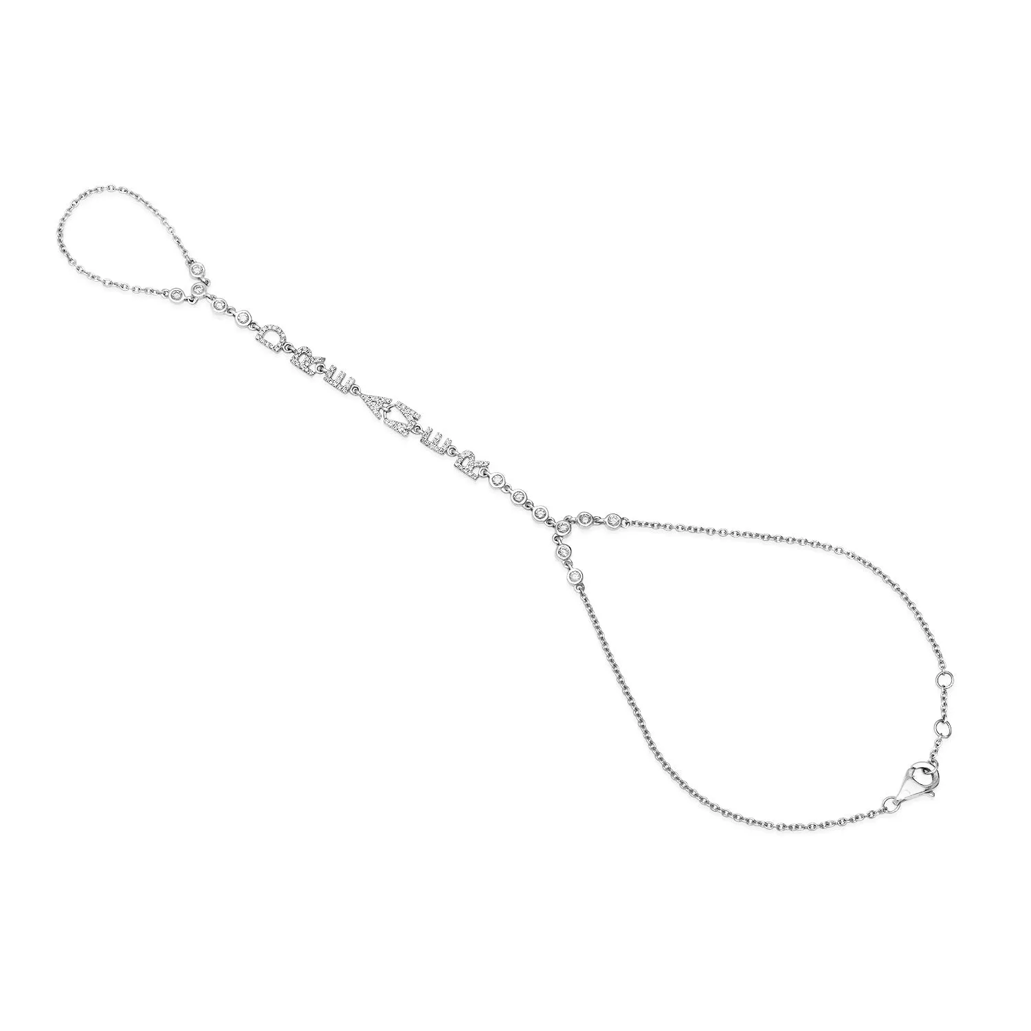 Personalized Diamond Letters Bringlet Hand Chain Bezel Bracelet