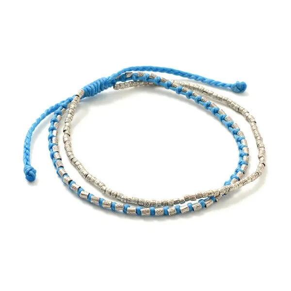 PHADUA / Double-Strand Anklet with Silver Wax Cord