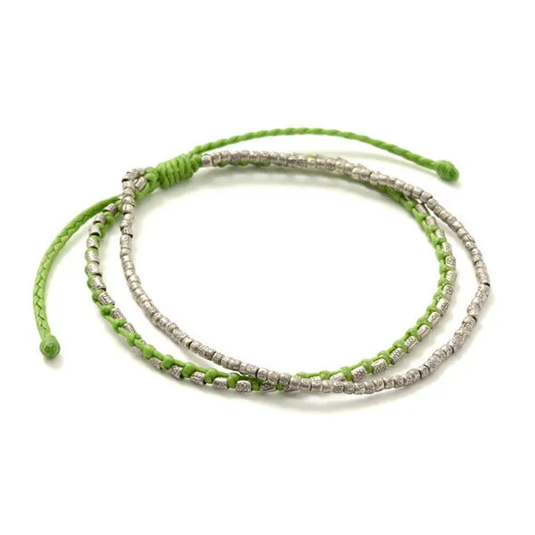 PHADUA / Double-Strand Anklet with Silver Wax Cord