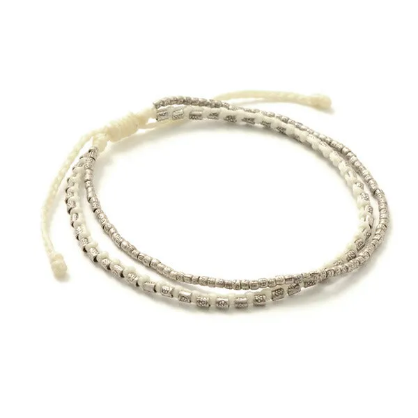 PHADUA / Double-Strand Anklet with Silver Wax Cord