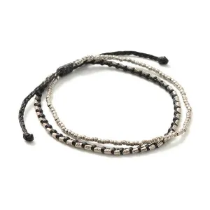 PHADUA / Double-Strand Anklet with Silver Wax Cord