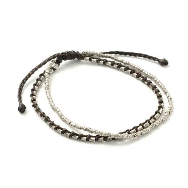 PHADUA / Double-Strand Anklet with Silver Wax Cord
