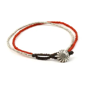 PHADUA / Karen Silver Beads White Heart Double Cord Anklet
