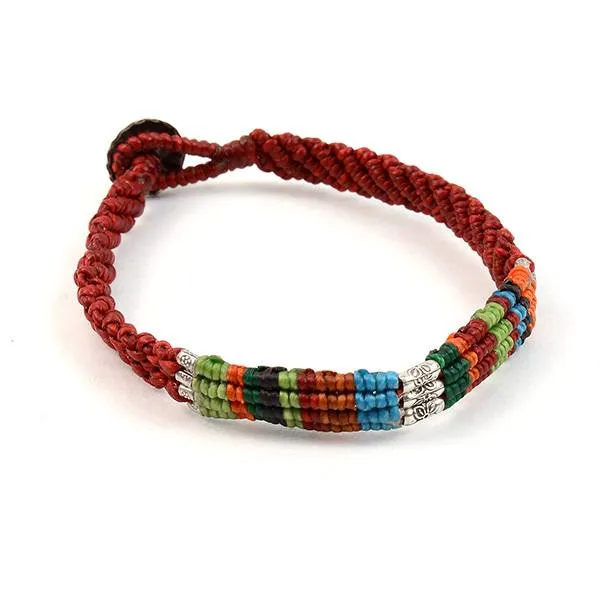 PHADUA / Multi Colored Braid Wax Cord Anklet