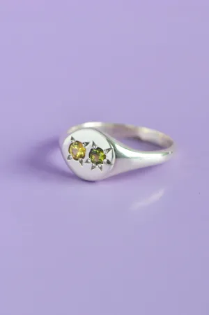 Pickles Sapphire Round Silver Signet 800-1