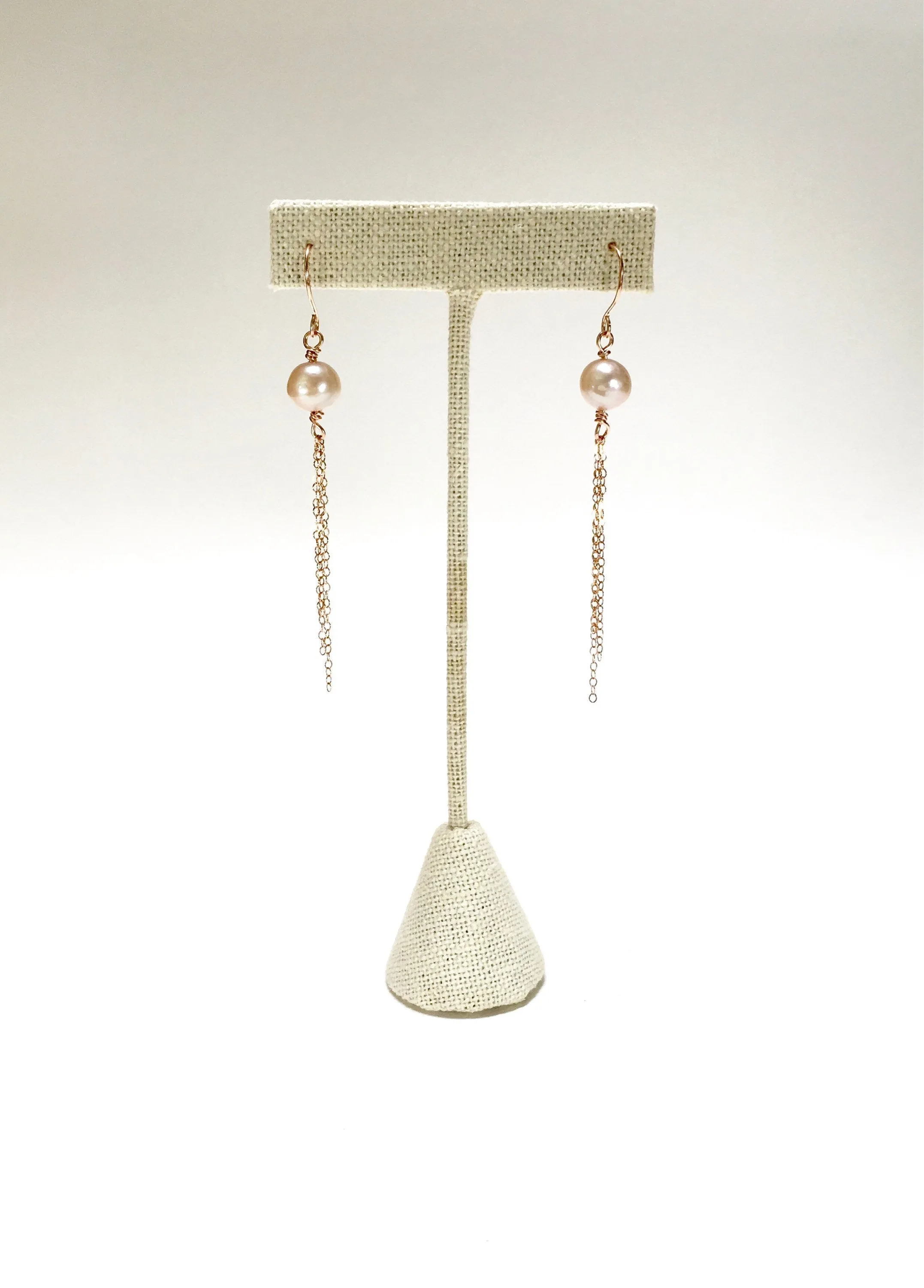 Pink Edison Pearl Tassel Earrings
