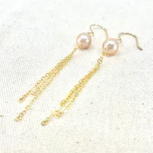 Pink Edison Pearl Tassel Earrings