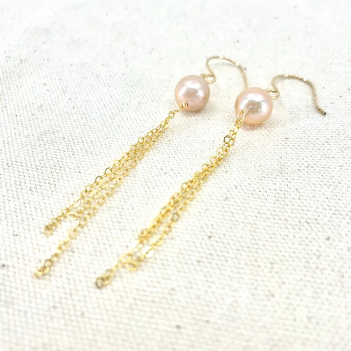 Pink Edison Pearl Tassel Earrings