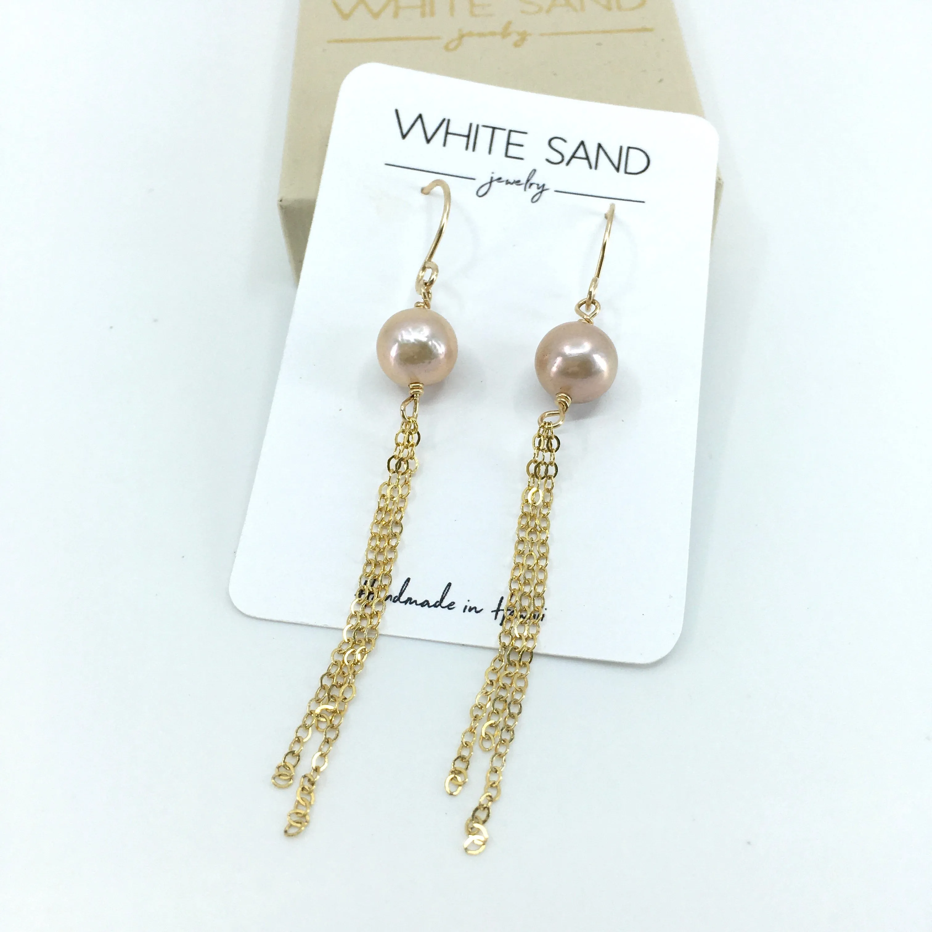 Pink Edison Pearl Tassel Earrings