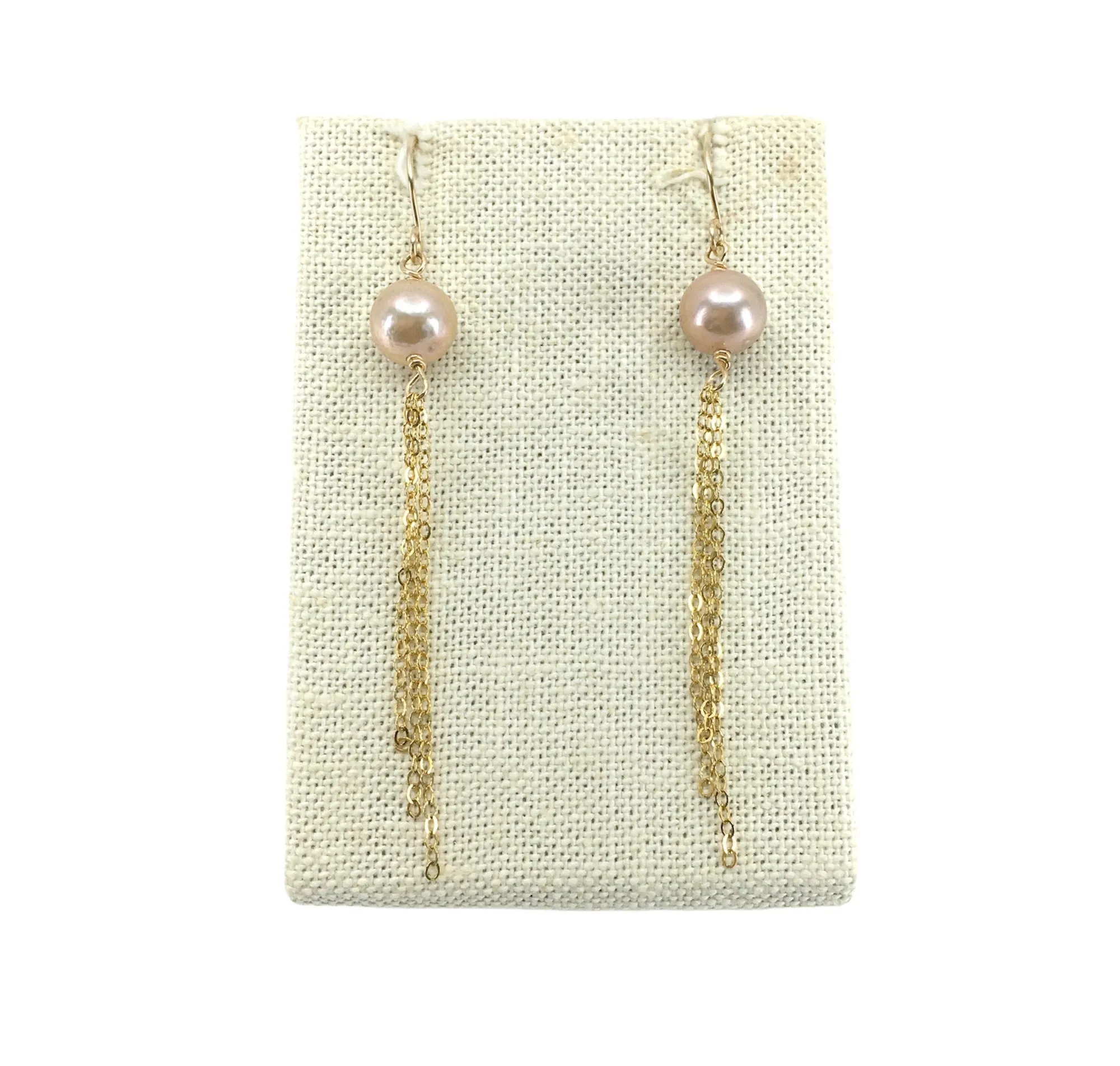 Pink Edison Pearl Tassel Earrings