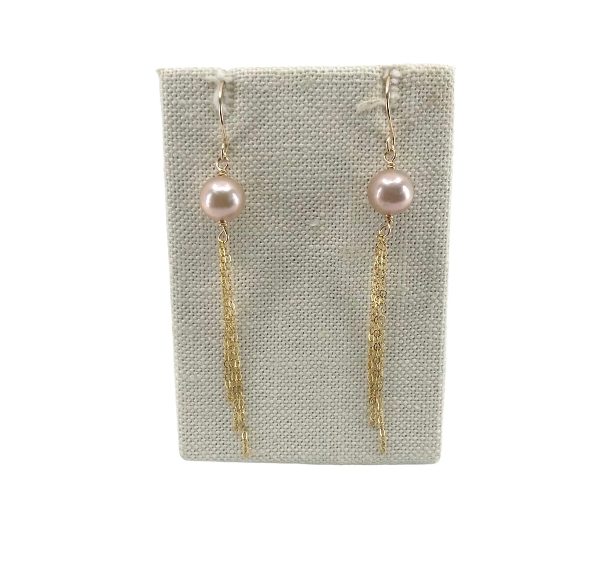 Pink Edison Pearl Tassel Earrings