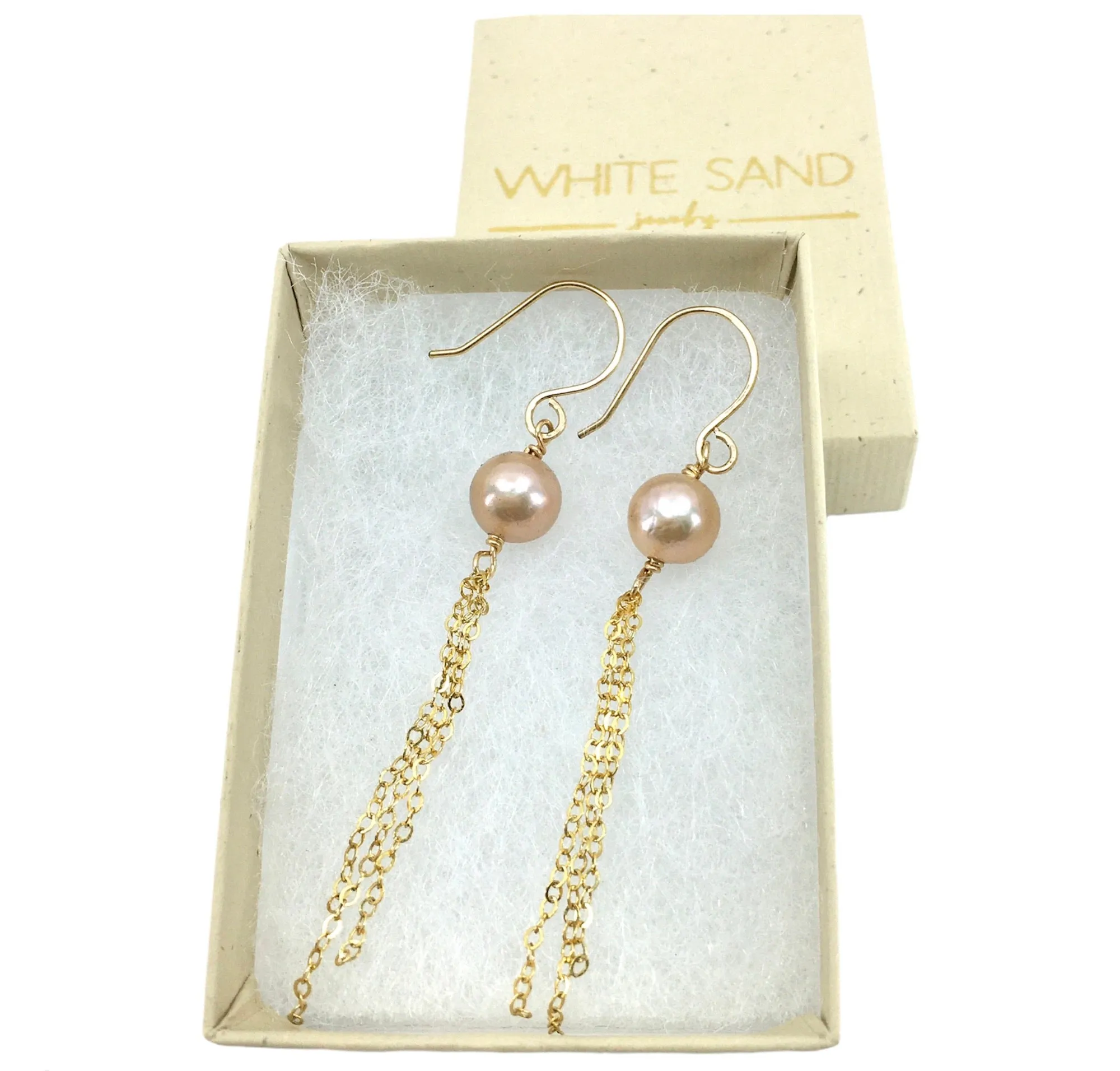 Pink Edison Pearl Tassel Earrings