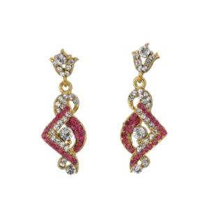 Pink Feather Dangle Earrings