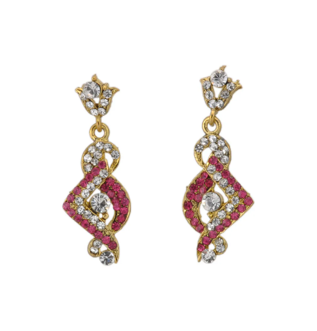 Pink Feather Dangle Earrings