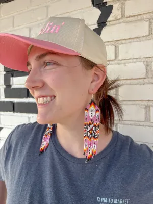 Pink Feather Earrings