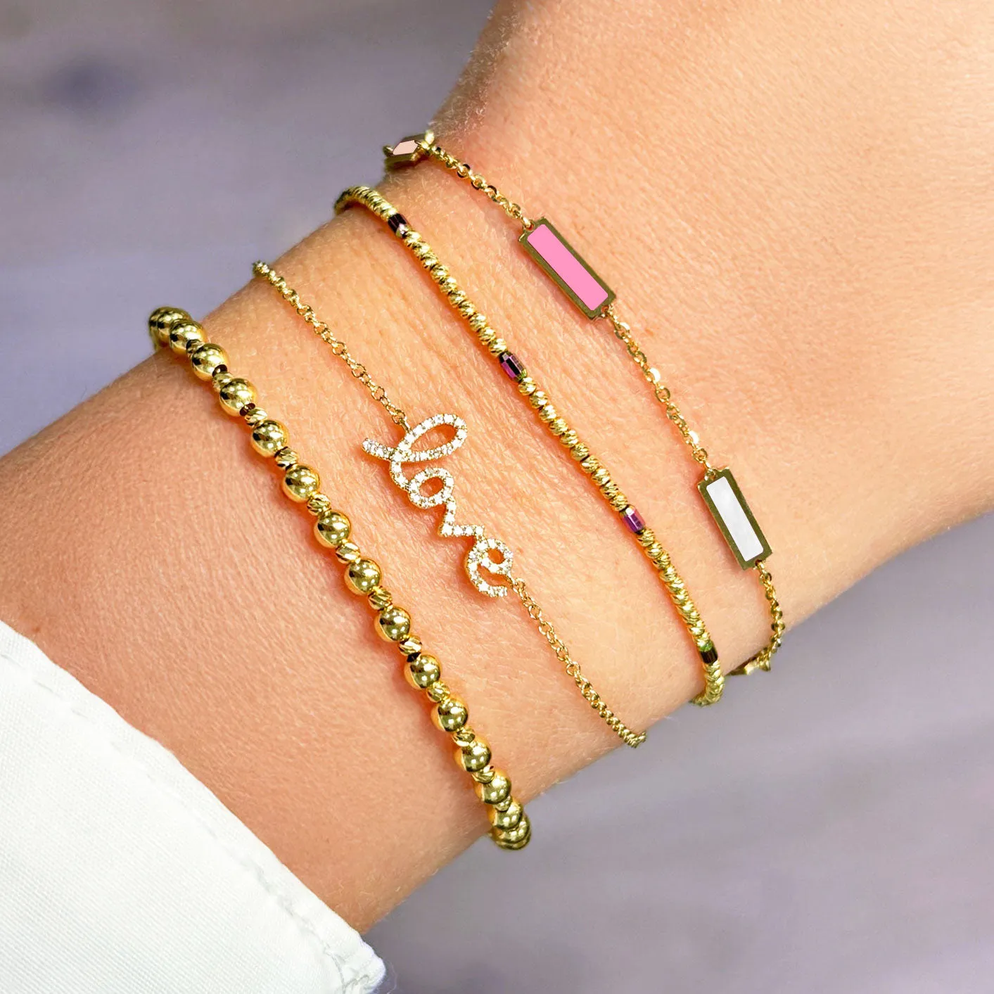 Pink Mixed Bar Chain Bracelet