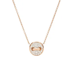 Pom Pom Dot 18K Rose Gold Diamond Pavé & White Mother of Pearl Two-Sided Button Pendant Necklace