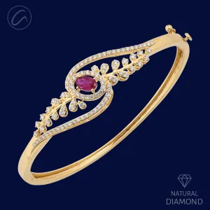 Priceless Floral Vine Diamond   18k Gold Bangle Bracelet