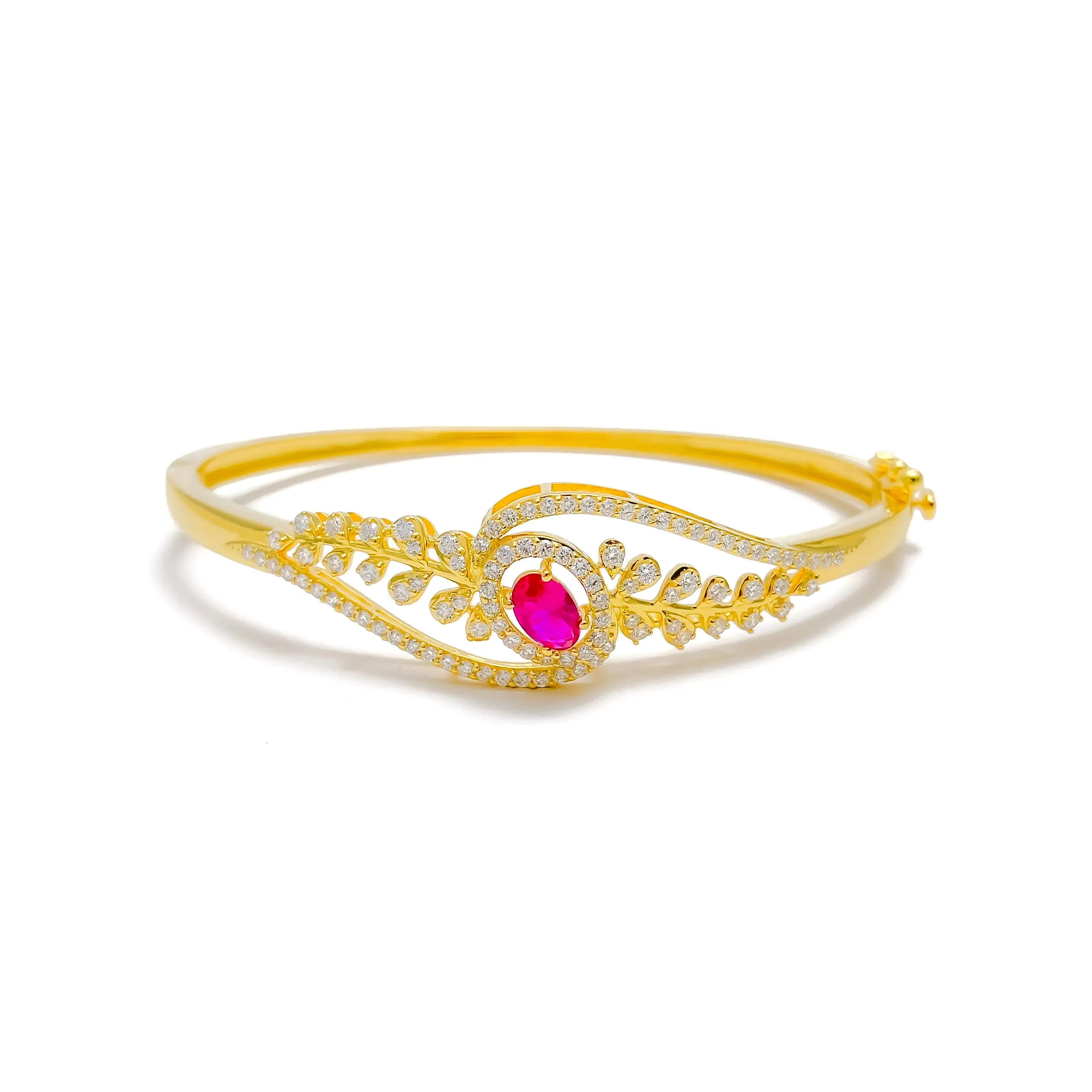 Priceless Floral Vine Diamond   18k Gold Bangle Bracelet
