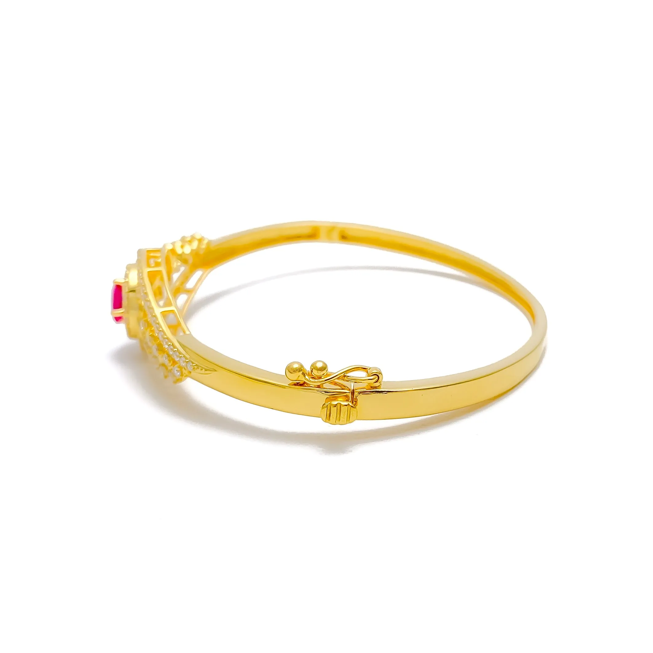 Priceless Floral Vine Diamond   18k Gold Bangle Bracelet