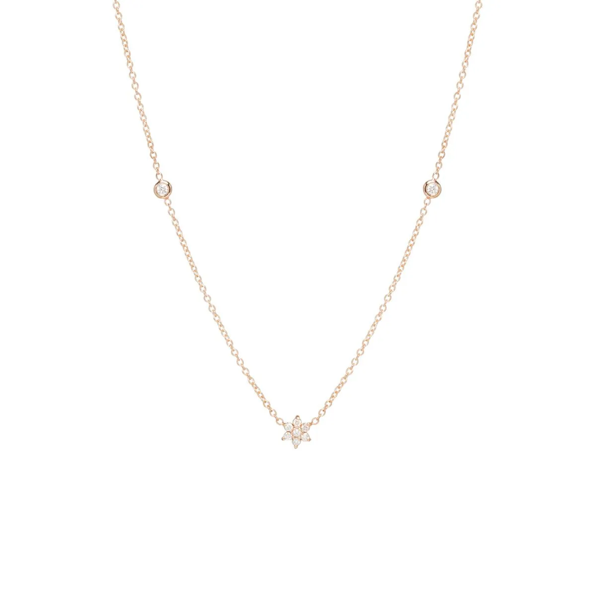 Prong Diamond Flower Necklace