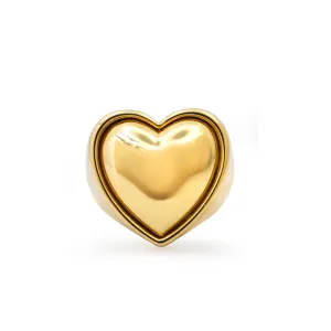 Puffer Gold Heart Cocktail Ring