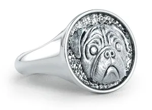 Pug Classic Round Signet Ring