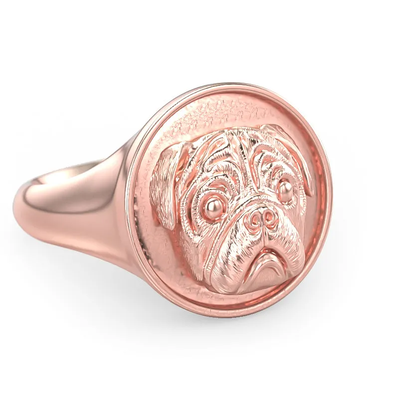 Pug Classic Round Signet Ring