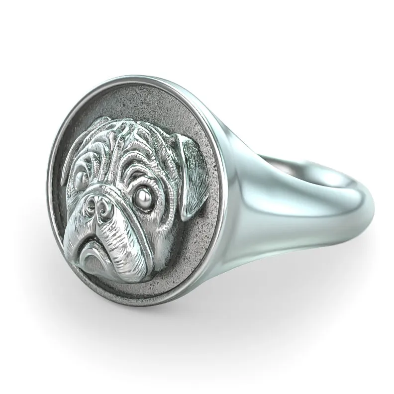 Pug Classic Round Signet Ring