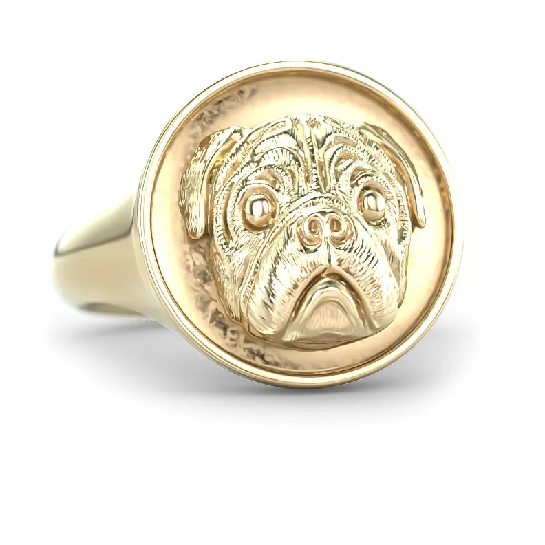 Pug Classic Round Signet Ring