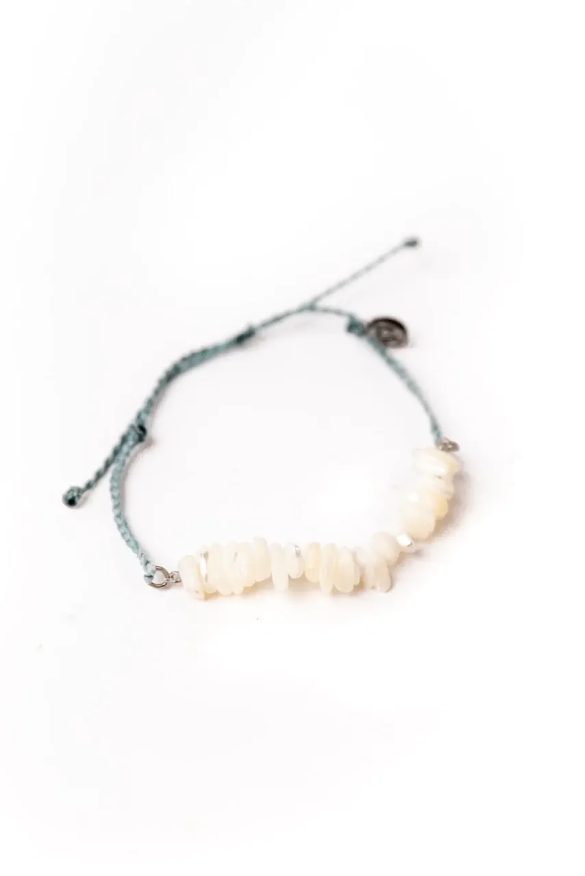 Pura Vida Mop Shell Chip Bracelet ~ Smoke Blue