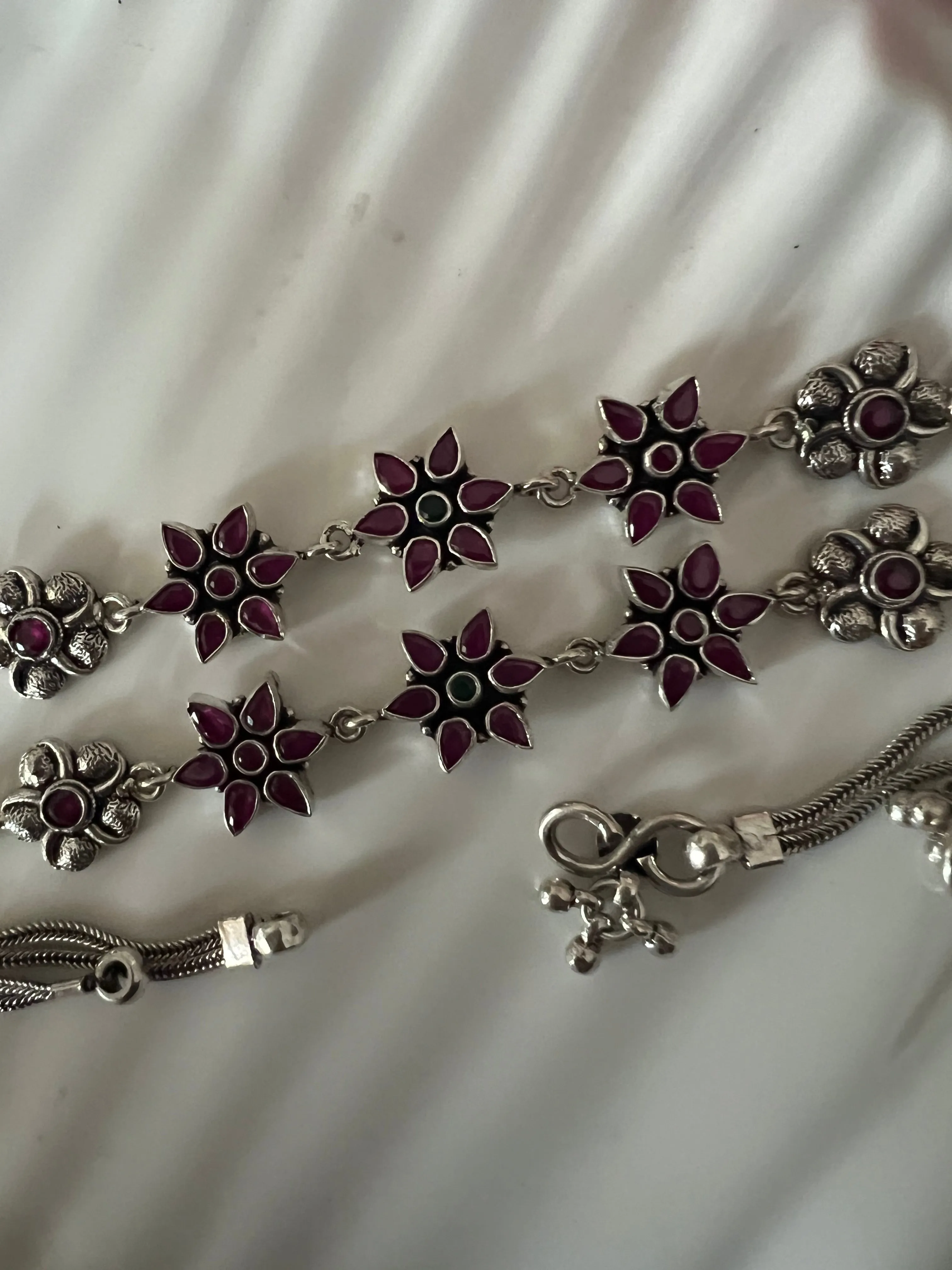 Pure 925 Silver Anklets- Set of 2