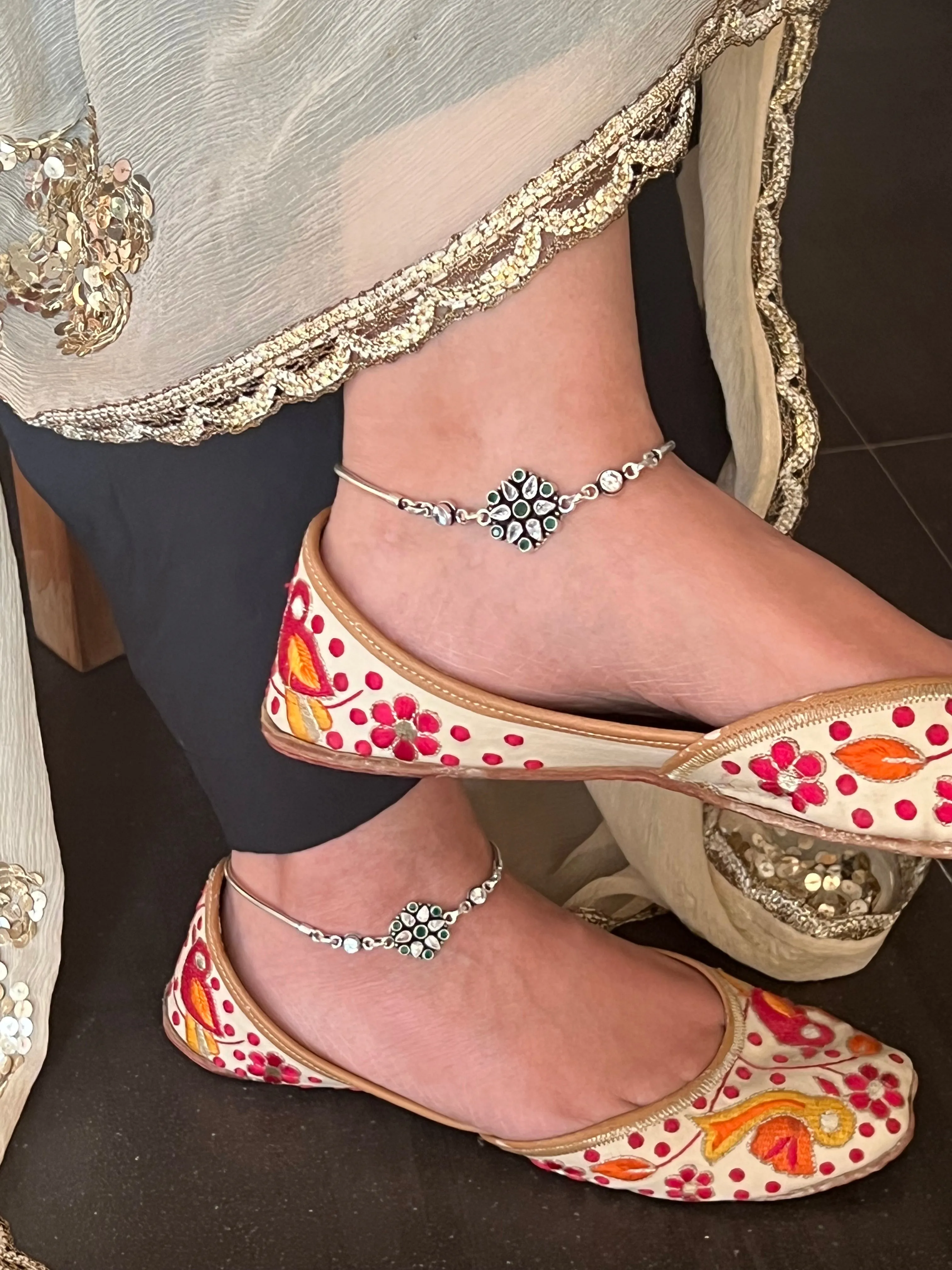 Pure 925 Silver Anklets- Set of 2