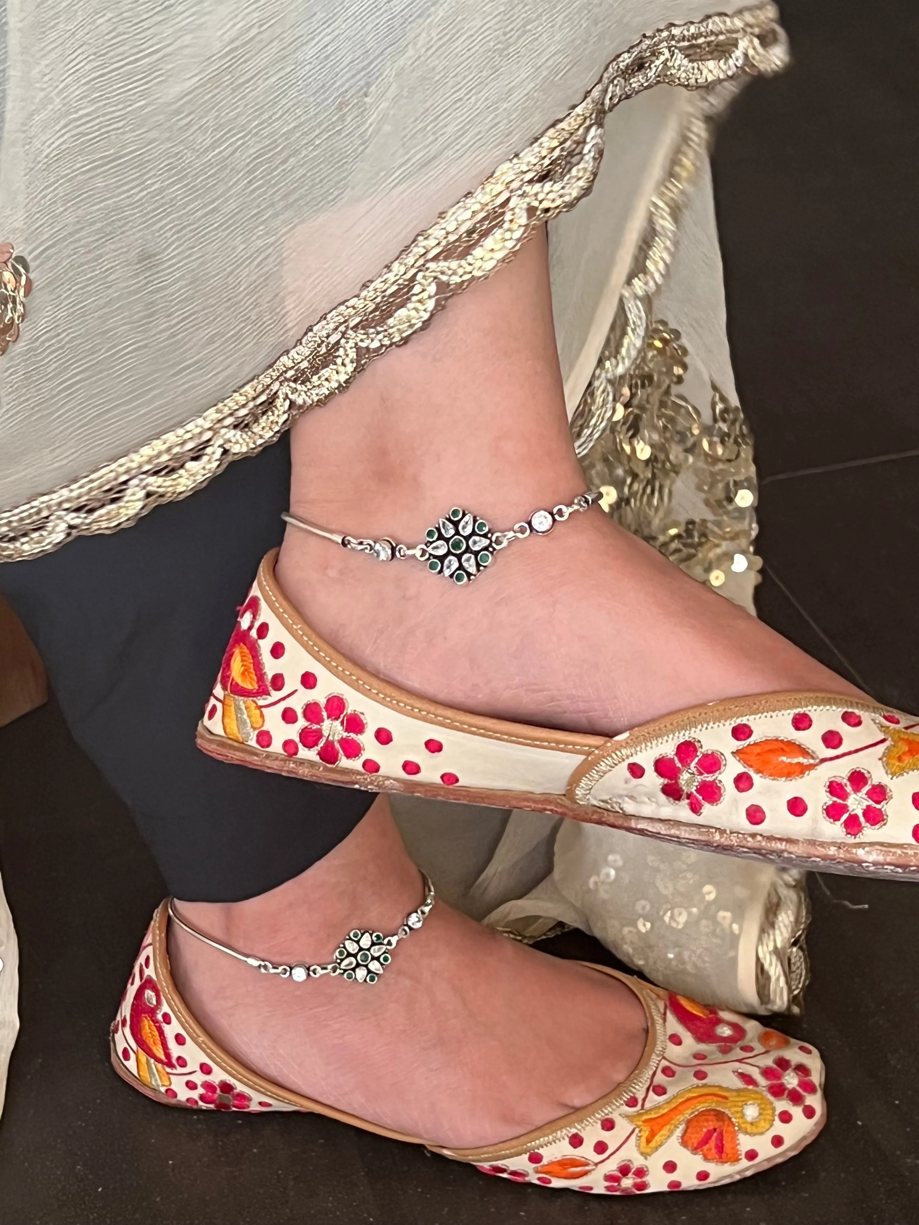Pure 925 Silver Anklets- Set of 2