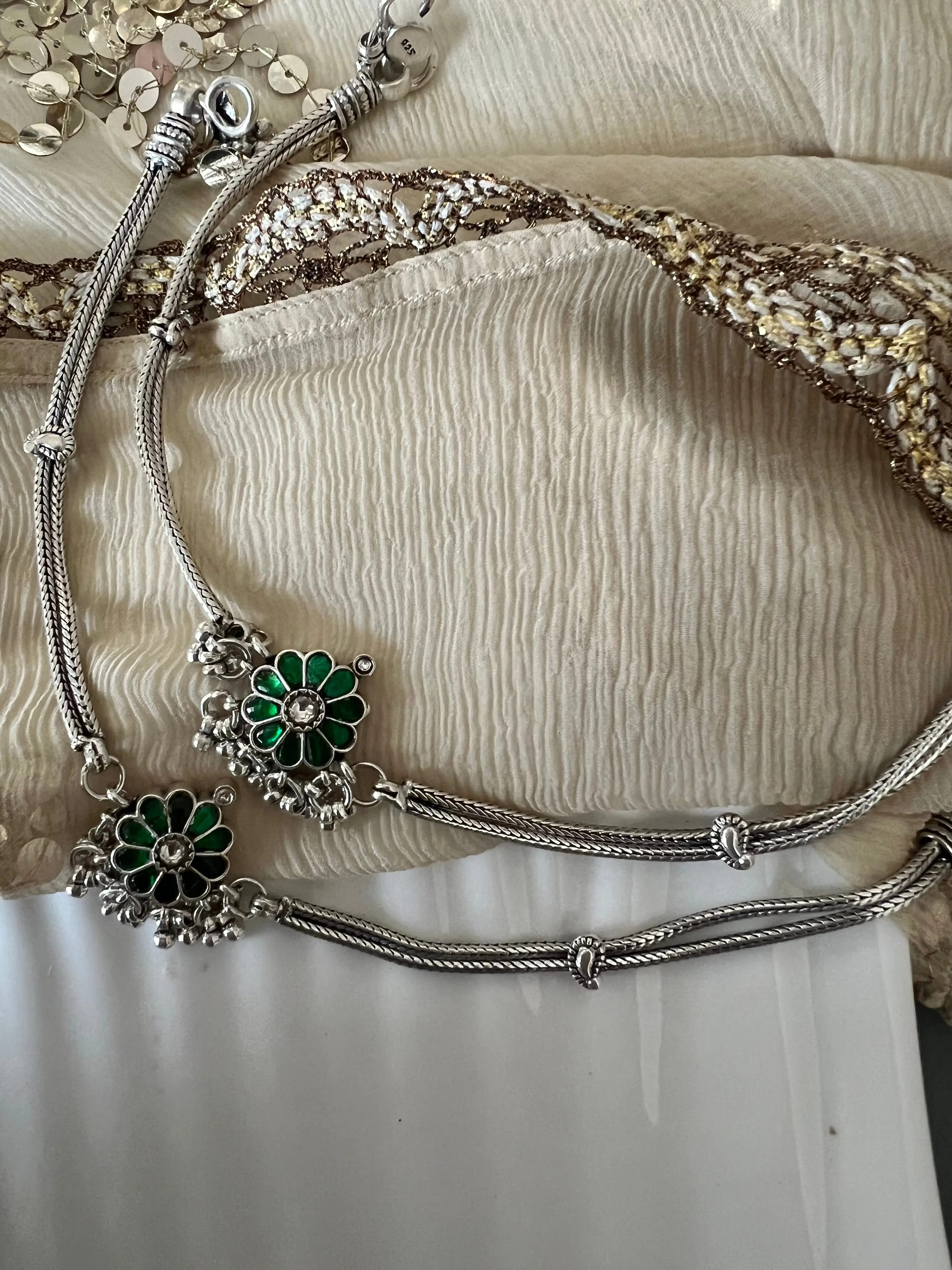 Pure 925 Silver Anklets- Set of 2