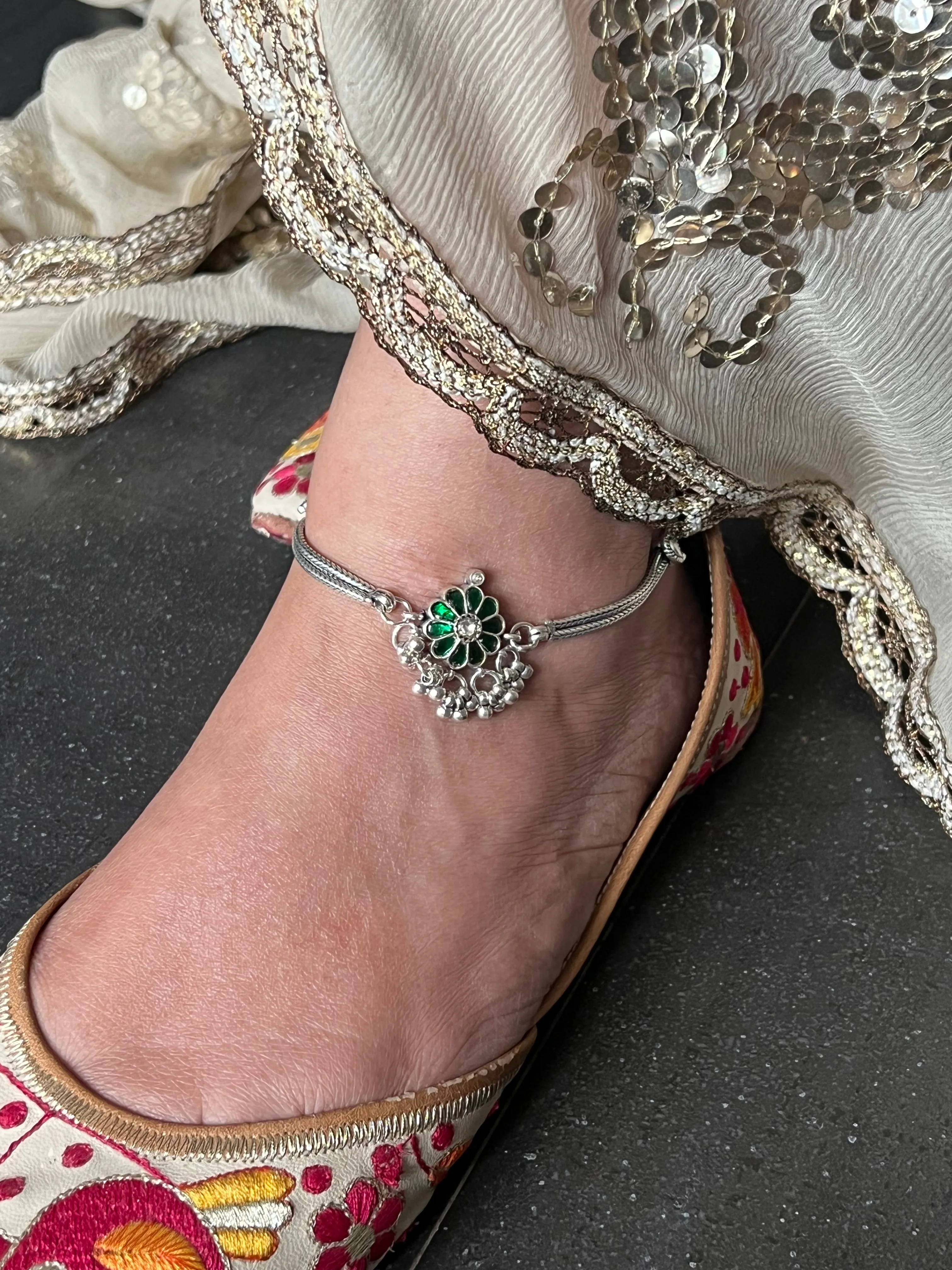 Pure 925 Silver Anklets- Set of 2