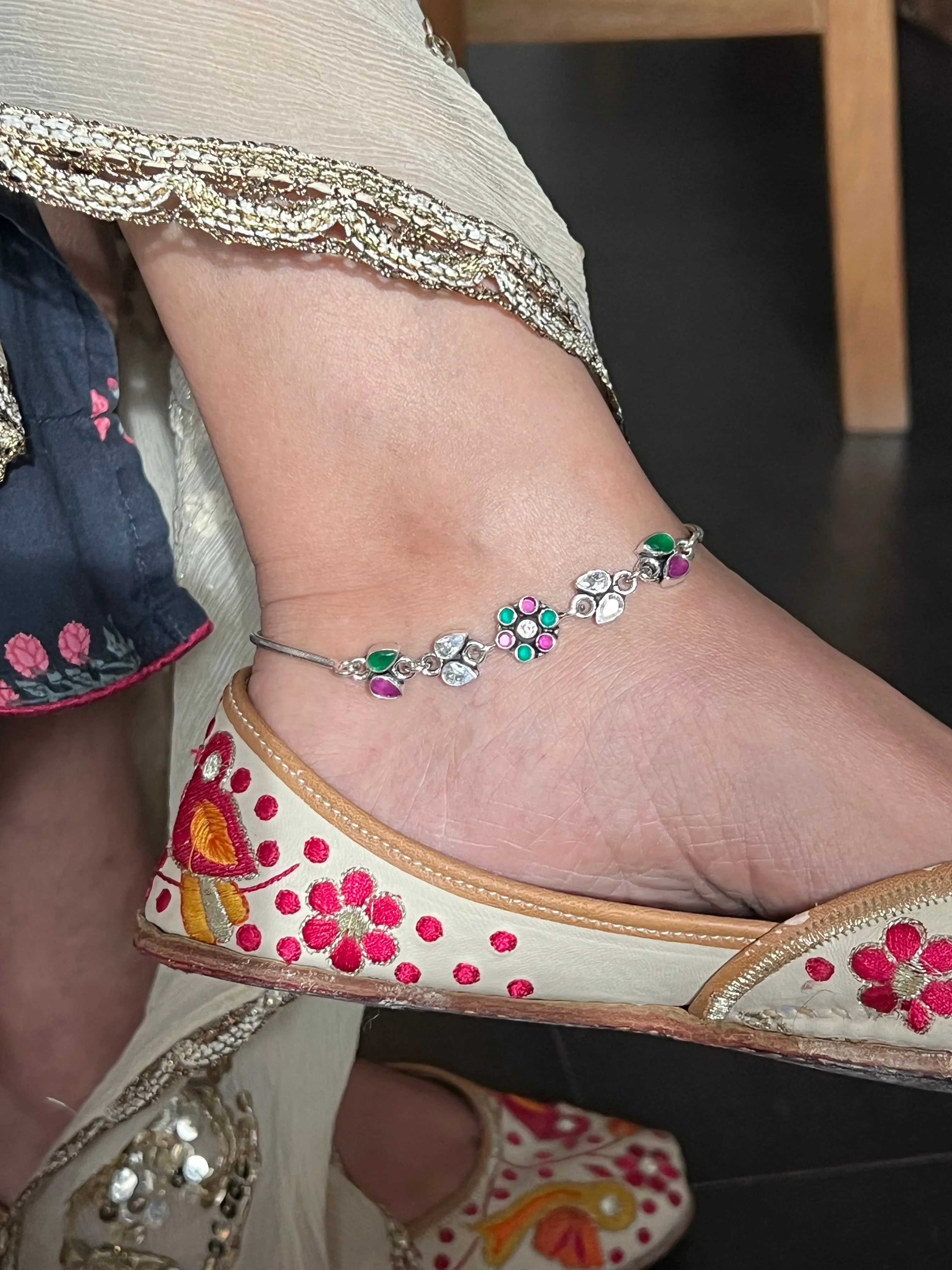 Pure 925 Silver Anklets- Set of 2
