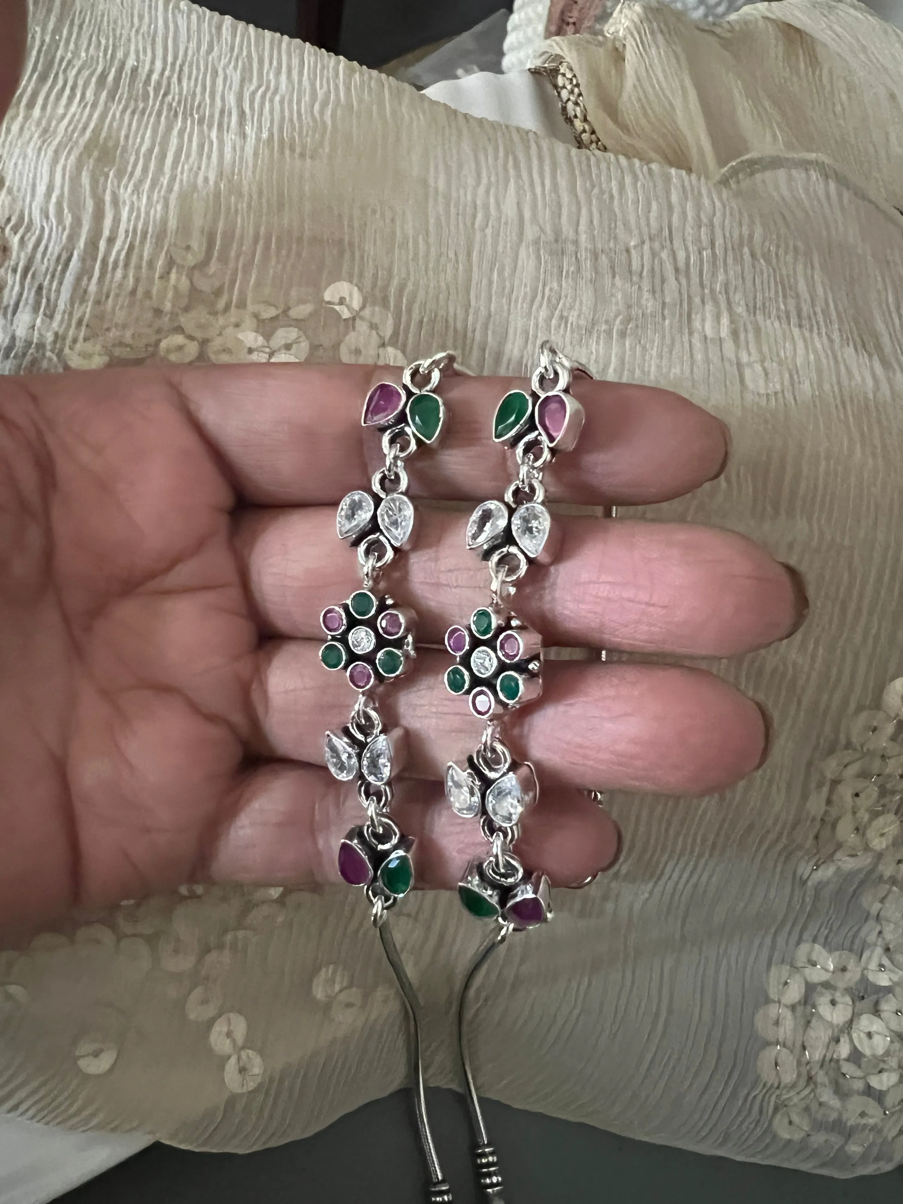 Pure 925 Silver Anklets- Set of 2