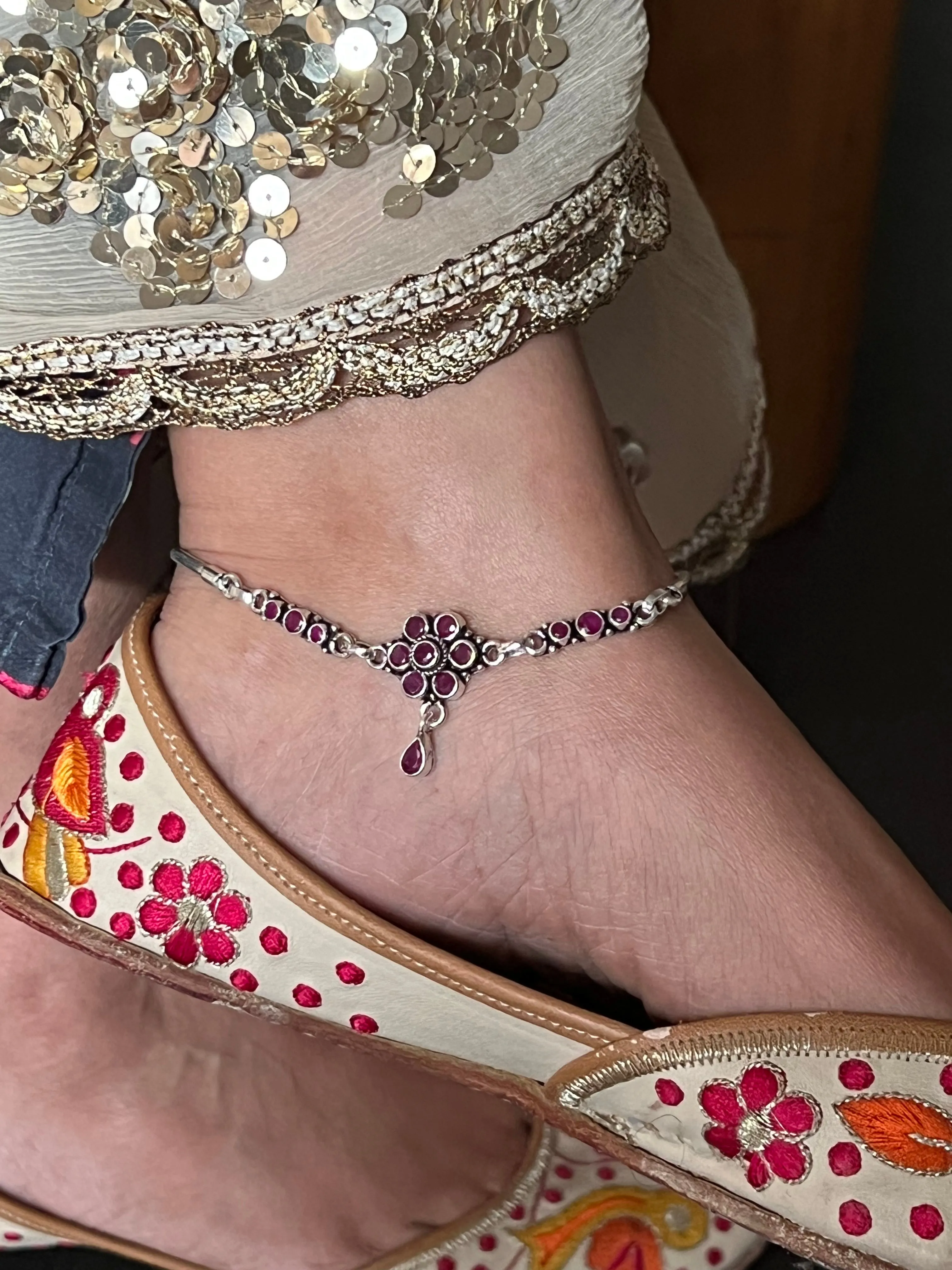 Pure 925 Silver Anklets- Set of 2