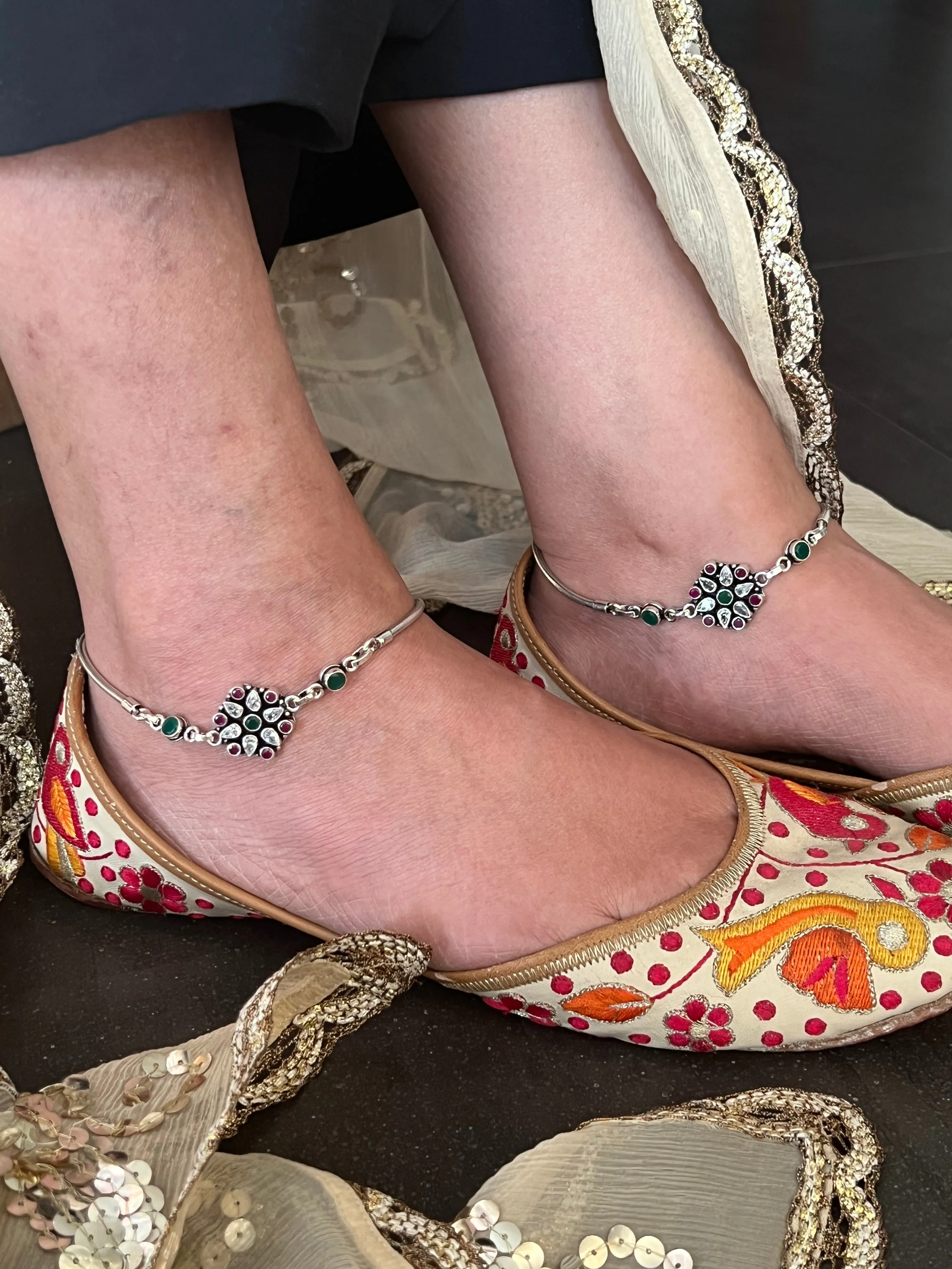 Pure 925 Silver Anklets- Set of 2