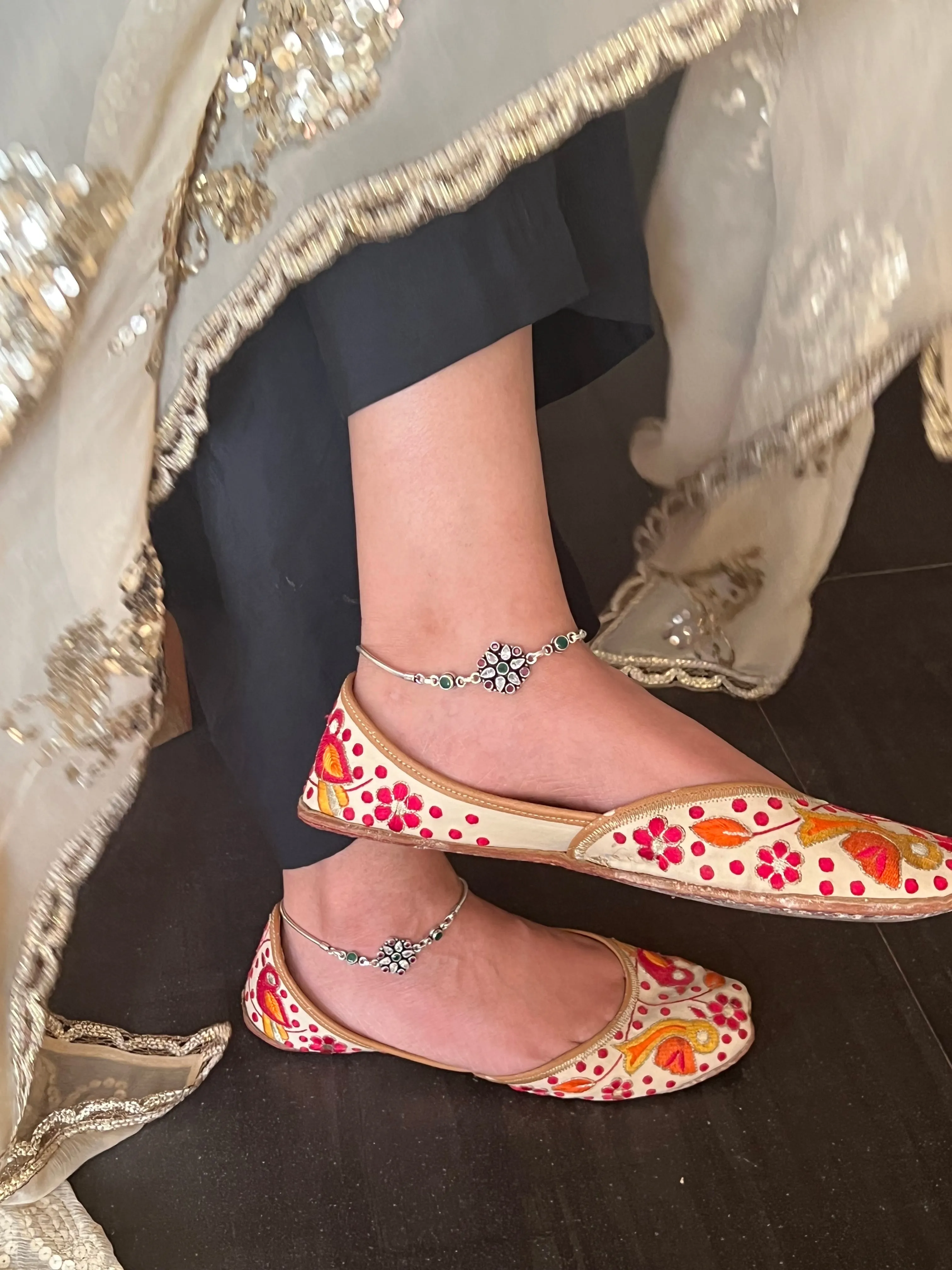 Pure 925 Silver Anklets- Set of 2