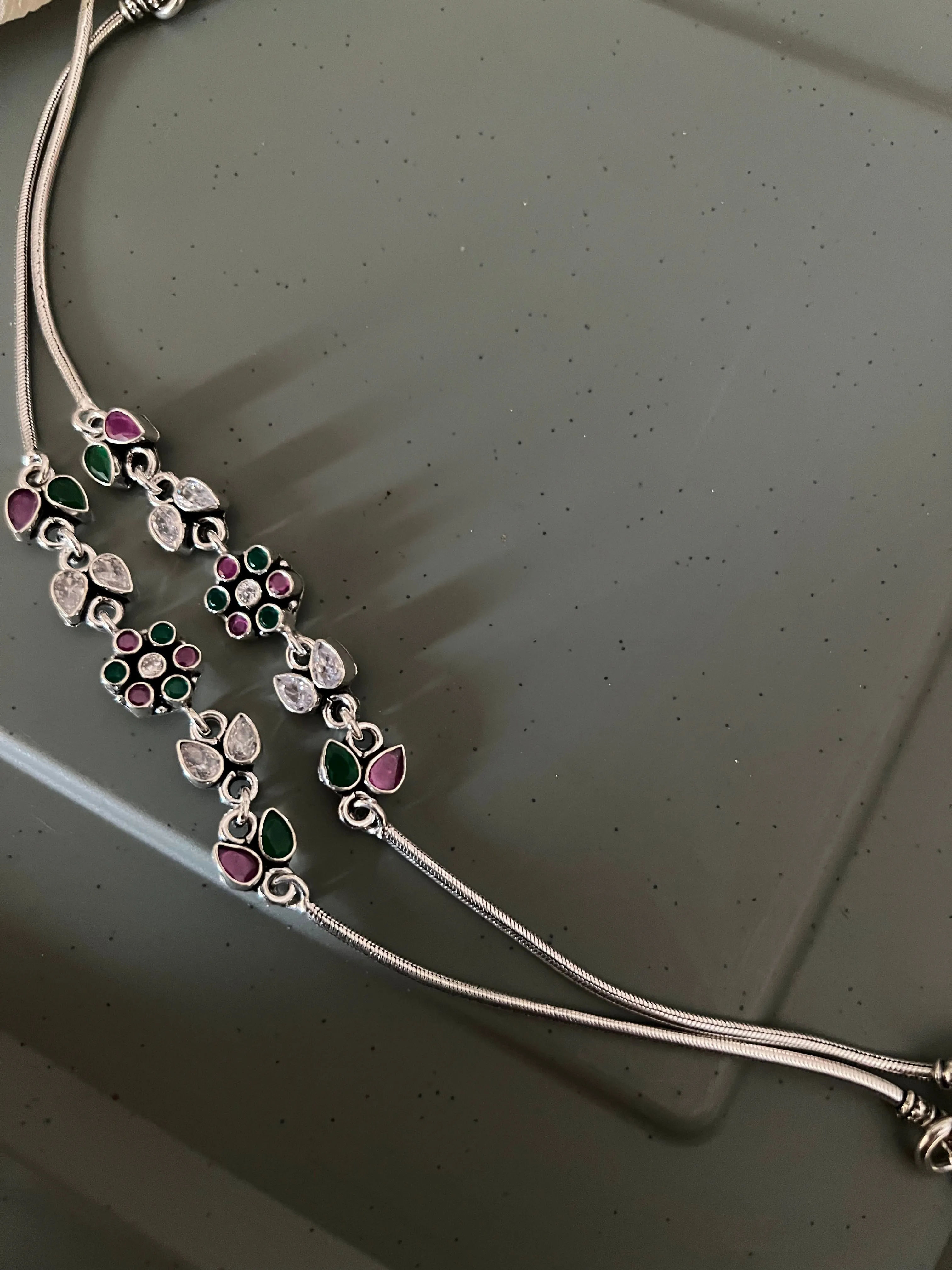 Pure 925 Silver Anklets- Set of 2